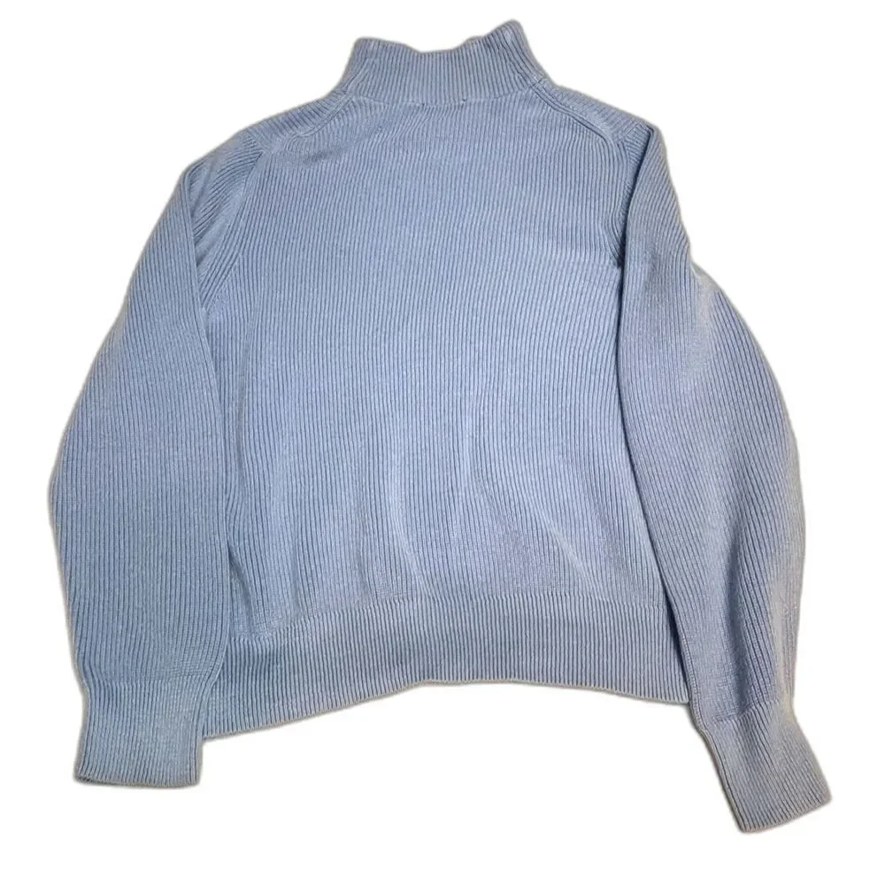 Brooks Brothers 346 Supima Cotton Quarter Zip Sweater Blue Size Medium